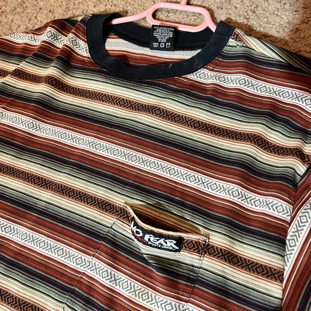 Vintage 90s No Fear Striped T-Shirt